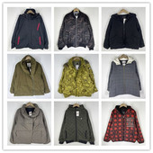 复古着vintage日韩原单学院风森系格子印碎花卉连帽风衣外套F0461