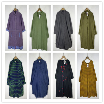 复古着vintage日韩尖货英伦风森女系纯色格子绣花棉布连衣裙L2362