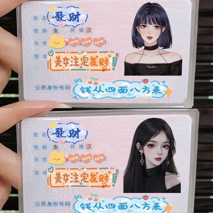 高颜值身份证卡套学生动漫卡通头像整体印刷遮头像证件套保护隐私