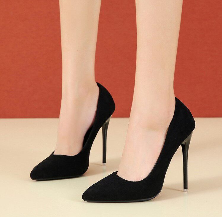 高跟鞋女黑色中跟5cm浅口少女工作职业单鞋学生礼仪百搭细跟磨砂8