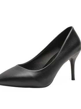 2020年新款低跟3cm空乘女高跟鞋5公分职业细跟舒适黑色上班单皮鞋