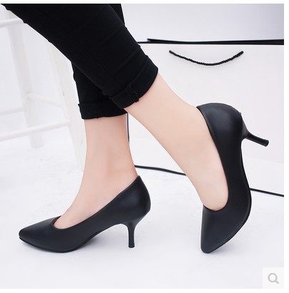 5厘米高跟鞋女浅口细跟单根黑色工作ol礼仪职业单鞋大码学生百搭7