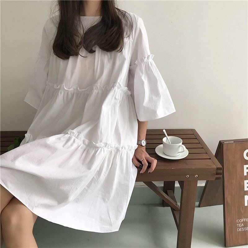 大码胖MM娃娃连衣裙女春夏季新款矮个子休闲宽松闺蜜装娃娃裙夏装