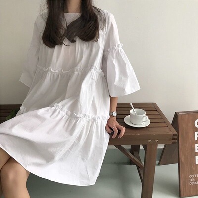 大码胖MM娃娃连衣裙女春夏季新款矮个子休闲宽松闺蜜装娃娃裙夏装