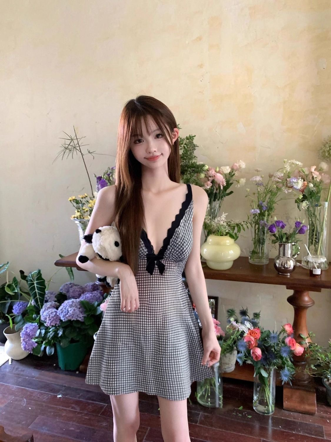 大码胖MM韩系性感纯欲辣妹微透V领睡衣女夏季新款显瘦家居连衣裙