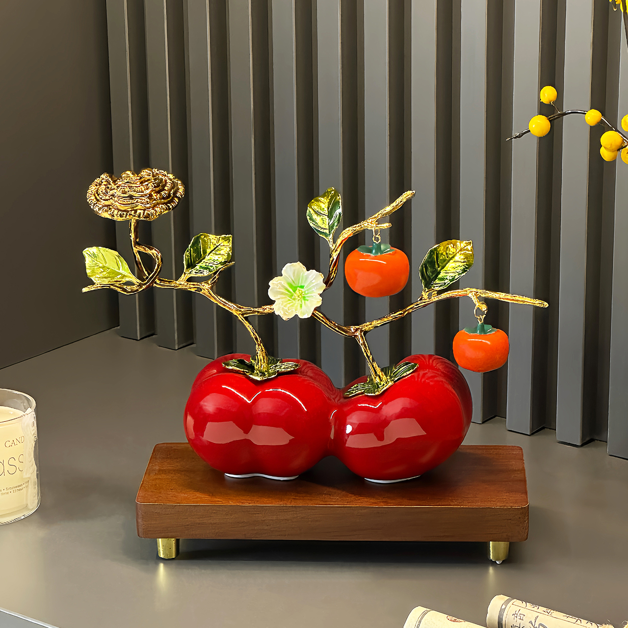 高级柿柿如意摆件柿子招财