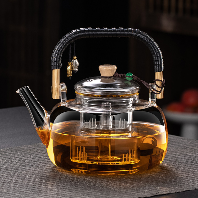 加厚耐高温全玻璃煮茶壶