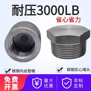 碳钢高压内丝管帽4分6分1寸DN50内螺纹3000LB无缝管接头实心堵头