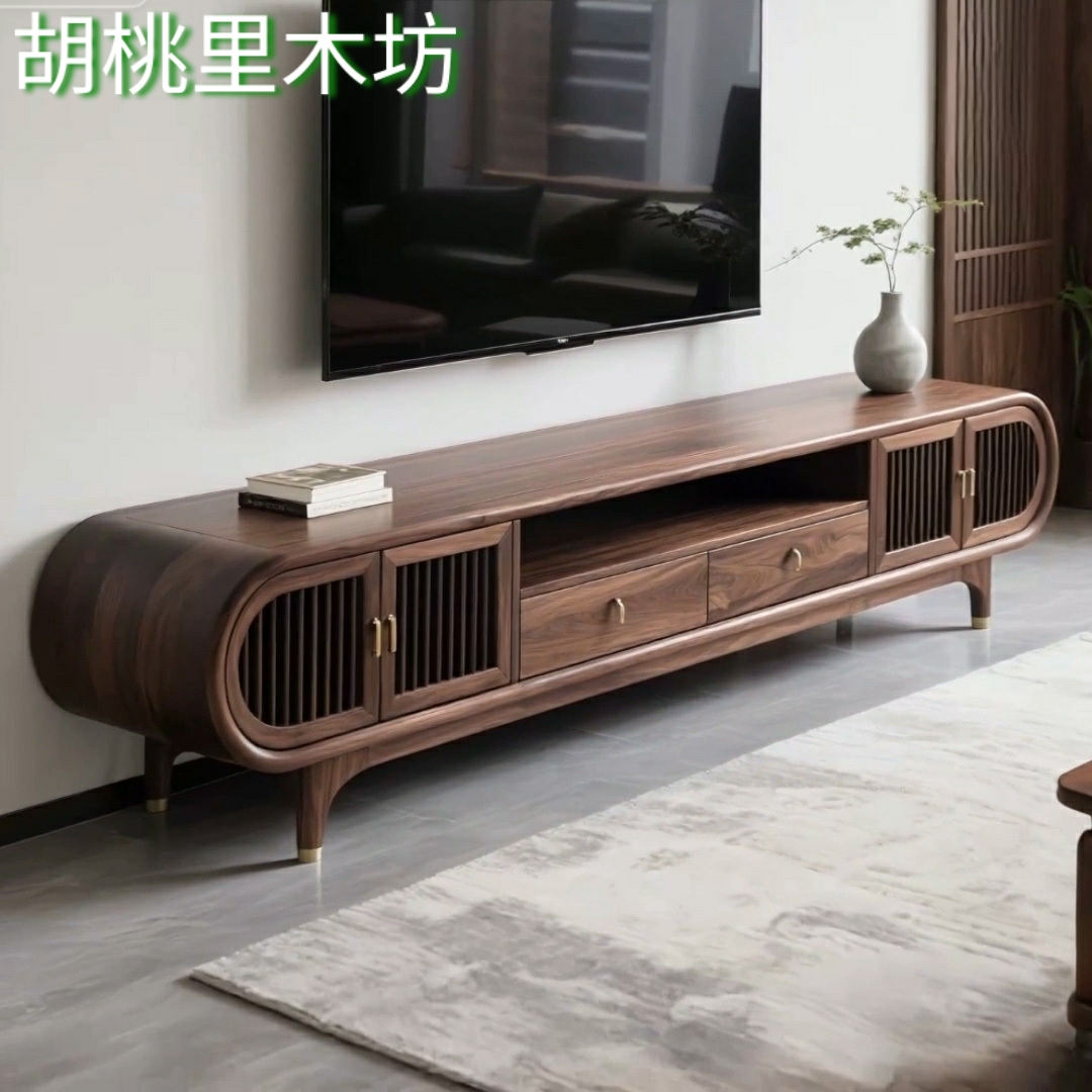 新中式北美黑胡桃木电视柜