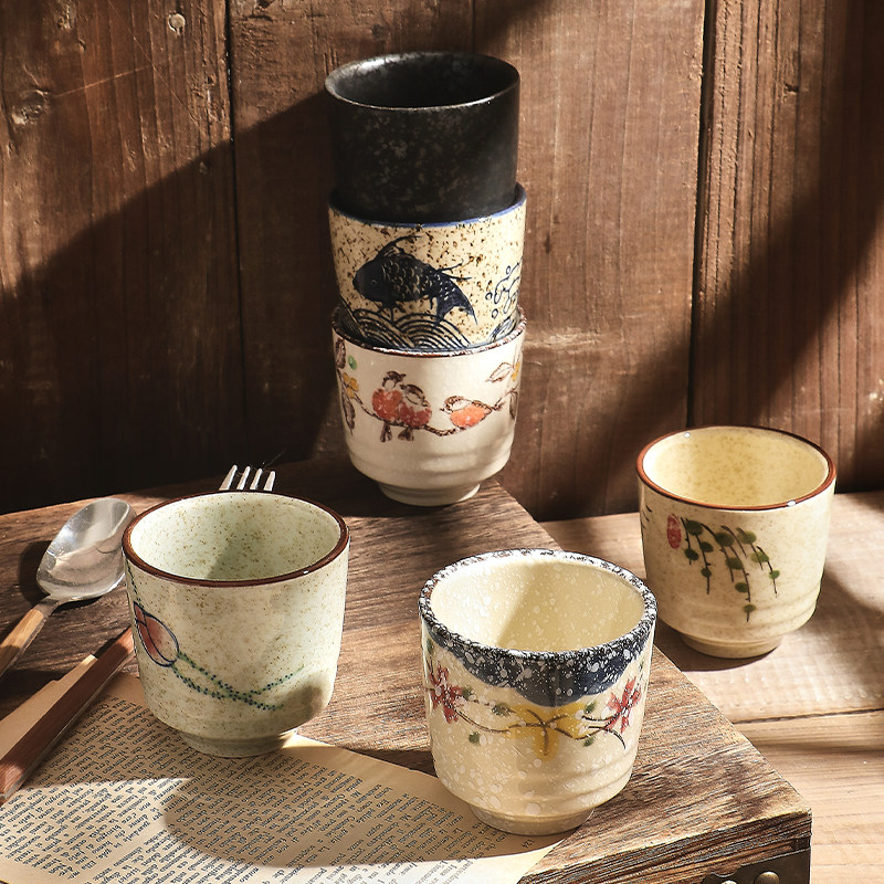 中式陶瓷茶杯釉下彩手绘杯子功夫茶杯主人杯品茗杯凉水杯古典风