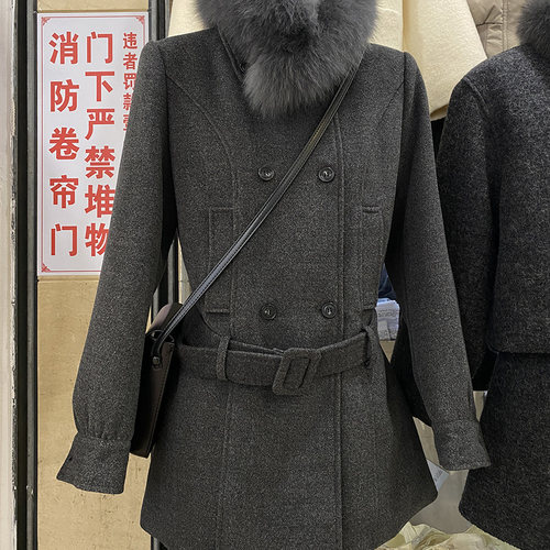 通勤狐狸毛领白鸭绒派克服女款