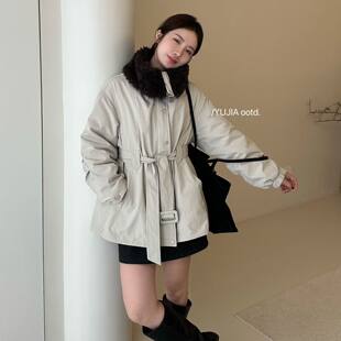 捡漏！复古毛领派克服女中长款收腰绑带羽绒服冬保暖外套