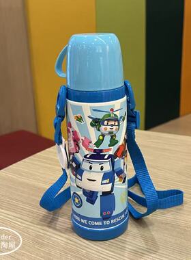 韩国变形警车珀利警长抽真空真空不锈钢保温保冷水壶水杯 PL12757