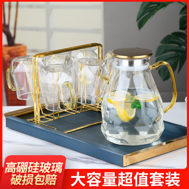 冷水壶家用耐高温玻璃凉水杯大容量套装凉白开水壶耐热客厅装水瓶
