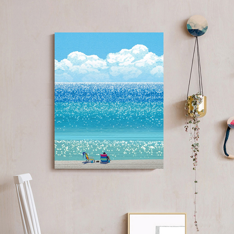小清新治愈系蓝色海景装饰画 多巴胺客厅卧室玄关奶油风ins挂画
