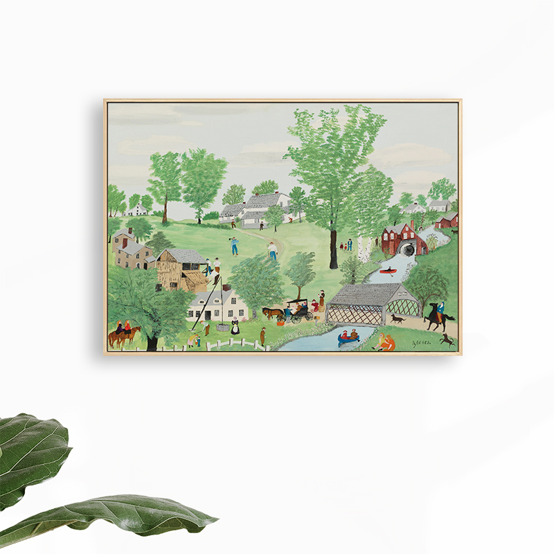 摩西奶奶田园风景电表箱装饰画