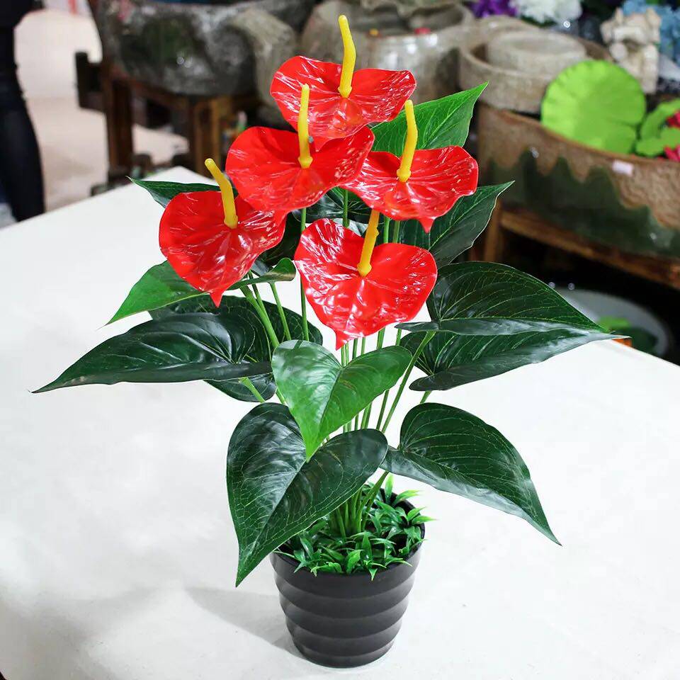 仿真植物仿真红掌假花仿真花塑料花装饰假花花卉绿植盆栽北京花卉