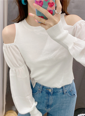 2021早秋新品YT&UR女装针织衫洋气紧身拼接毛织上衣WG32R9BN2006