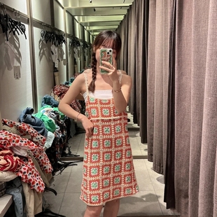 2024新品宋祖儿同款复古钩花镂空针织吊带连衣裙7901/626 7901626