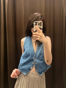 春夏 背心马甲上衣 ZA女装 百搭牛仔短款 8228033 1975经典 2024新品