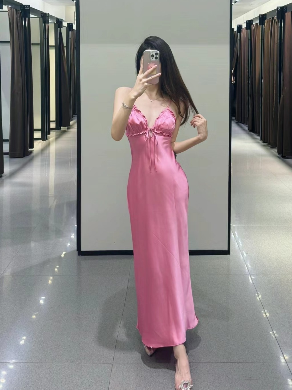 2024新品夏 ZA女装法式性感露背吊带连衣裙女高级感长裙子3072378