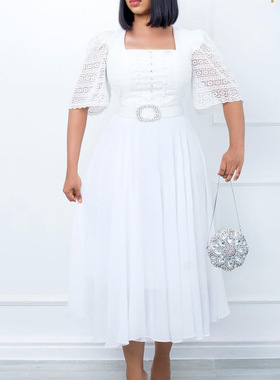 fat women plus size sexy party long dress big size3xl white