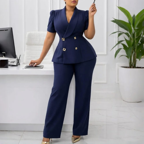 欧美风跨境女装上衣阔腿裤套装女 tracksuits two piece suits OL