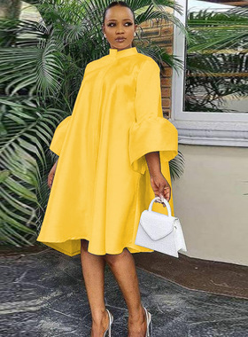 party dresses Africa Women Plus Size Loose Dress white Large