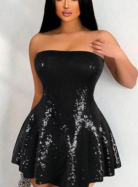 Plus-size party dress Sexy black sleeveless skirt women 2xl