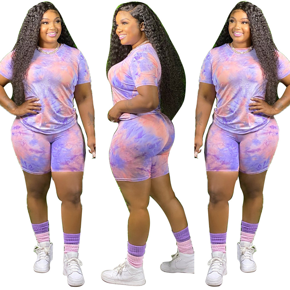 Casual Two Piece Sets Women big size suits Printed 4xl 5xl