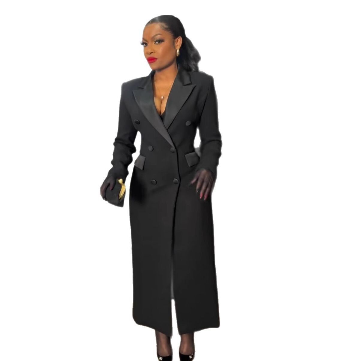 欧美性感优雅收腰长款西装连衣裙子 women dress new long dress