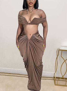 two pieces dress plus size sexy party dress women skirt 3xl