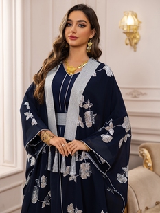 中东风格女装裙长袍刺绣长袍连衣裙名族风迪拜服饰长裙women robe