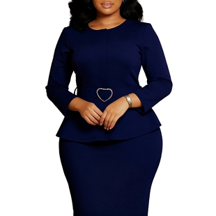 African female dress 新款时尚圆领气质通勒ol铅笔裙非洲连衣裙