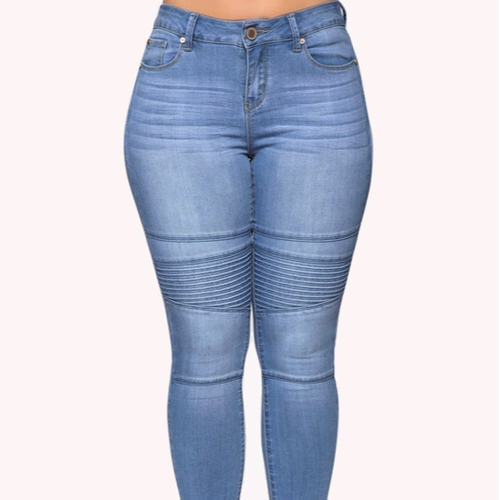 牛仔裤欧美弹力紧身蓝色牛仔长裤女大码牛仔裤女 plus size jeans