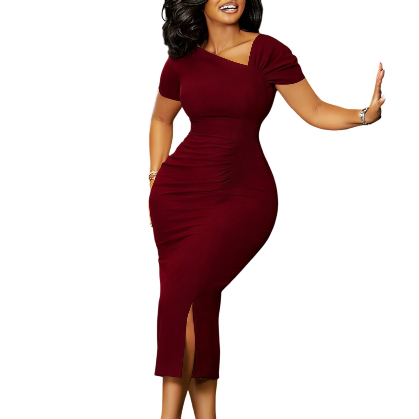 欧美女装新款时尚气质纯色非洲连衣裙子 African female dress OL