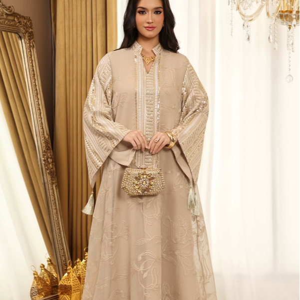 名族风长裙连衣裙刺绣亮片大码女装跨境新款套头长裙 long dress