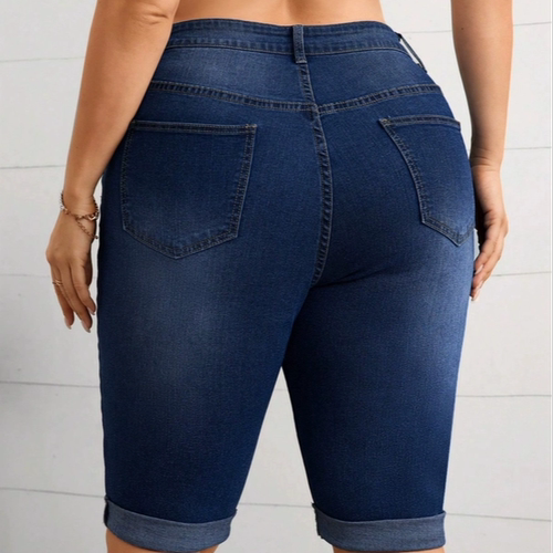 女装大码牛仔裤女  plus size jeans women half big size jeans