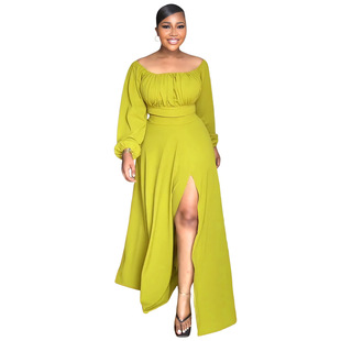 Solid color two pieces dress for autumn women suits 套装女裙