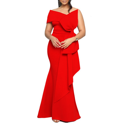 S-3XL Large size dress bag buttock African women's dress red