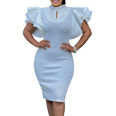 white dress new fashion African female OL work office dress