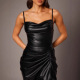 summer 夜店风性感PU皮裙黑色吊带裙 new dress black sexy party
