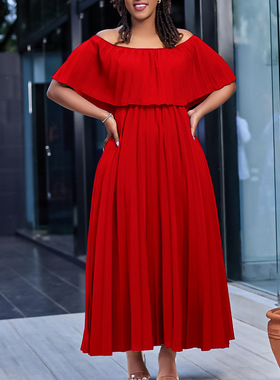 plus size dress for women fat ladies big size dress long red