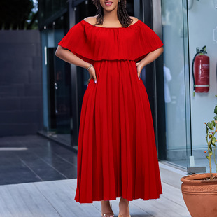 plus size dress for women fat ladies big size dress long red