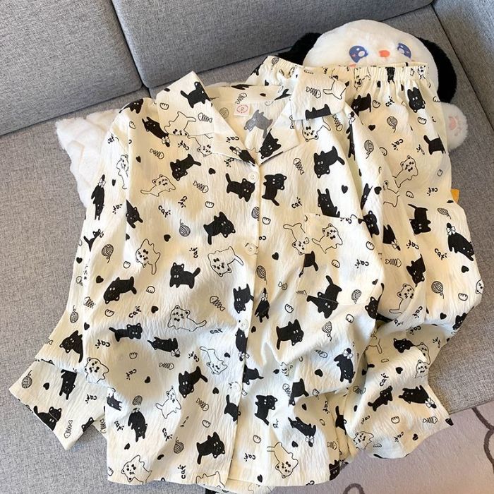 童装ins可爱奶萌小猫云朵棉睡衣