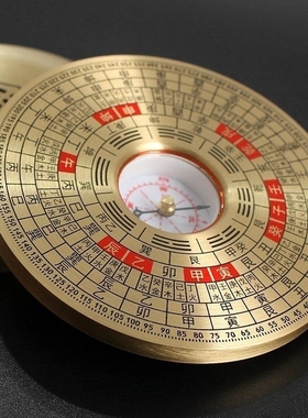 黄铜复古实心八卦轮盘指尖陀螺罗盘太极盘手把件摆件