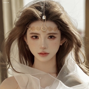 超仙复古波西米亚头饰明星同款希腊女神额饰项链面帘异域风眉心坠