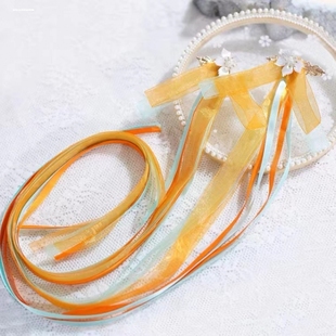 古风仙女瑶瑶遇见神鹿衍生蝴蝶结发夹头饰对夹少女长飘带汉服发饰