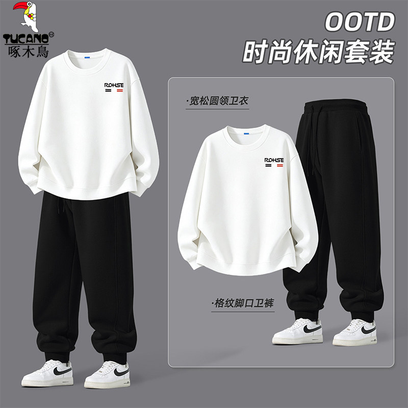 啄木鸟男士运动套装春时尚卫衣男款青少年美式休闲2026新款男裤Q