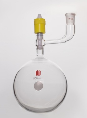 欣维尔SYNTHWARE 带侧口球型溶剂储存球瓶 新型8mm高真空四氟阀